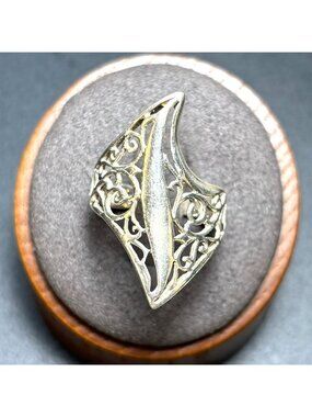 Pierced Wavy Scroll Design Bold Statement Ring VTG Sterling Silver 925 Size 7